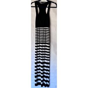 bebe Maxi Dress Black and White Striped‎ Sleeveless Casual Size M